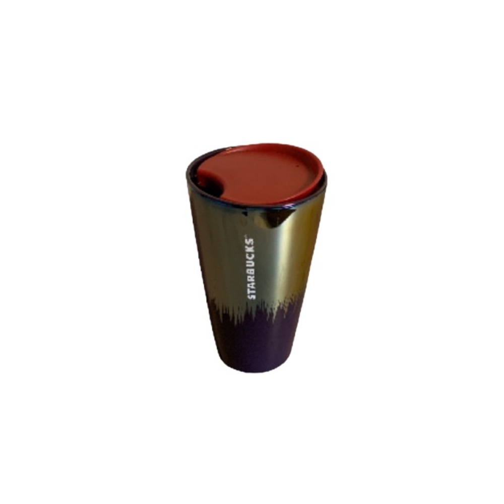 Starbucks Multicoloured Oil Slick Ceramic 12 oz. To Go Cup with Red Lid